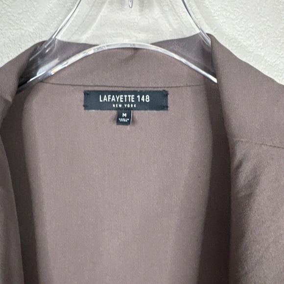 lafayette 148 Jacket Women's Medium Brown Shawl Neck Long Sleeve Open Front - Picture 7 of 11